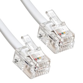 RJ11 to RJ11 Cable for Landline Telephone, Router, Modem to RJ11 Phone Socket/Microfilter- ADSL RJ11 Internet Cable - Landline phone cable - BT/Talk Talk/Sky Broadband/Plusnet/Vodafone - White (1M)
