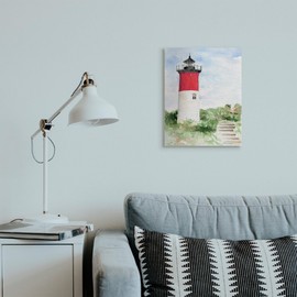 Stupell Industries Stairs Leading to Nauset Lighthouse Green Cliffside, Design by Melissa Hyatt LLC Canvas Wall Art, 16x20, Blue