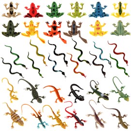 CCCYMM 36 Pcs Plastic Reptile Snake Lizards Frog Toys Set for Animal Cognition Birthday Party Favors Kids Prank Toys Party Decoration