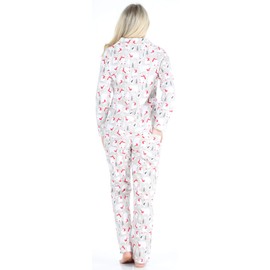 PajamaMania Women's Cotton Flannel Long Sleeve Button-Down Pajamas PJ Set, Polar Bear, Large