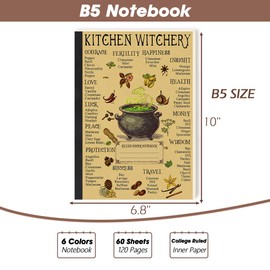 Wanshui B5 Size 6.8 x 10 Inches Wide College Ruled Paper Notebook, 120 Pages / 60 Sheets,Writing Journal Notebook with Lined Paper, Notebooks for Office Supplies, Work, Note Taking.Potion