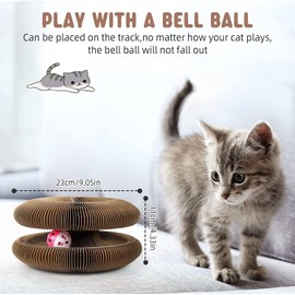 Magic Organ Cat Scratcher Board, Foldable Accordion Cat Toy with Ball, Corrugated Paper Scratch Pad Interactive Cat Toy, Cardboard Cat Scratchers for Indoor Cats (Single Layer)