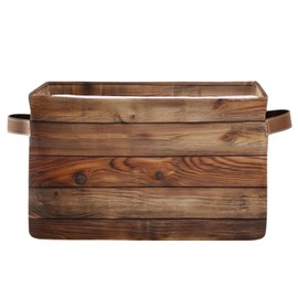 Wood Print Rectangular Retro Vintage Storage Basket Organizer Bin Shelf Baskets For Clothes Gifts For Home Office Dorm
