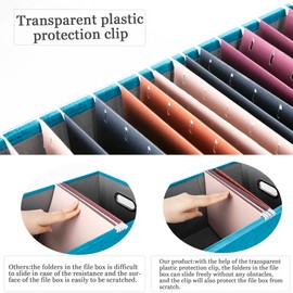 Oterri File Organizer With Lid, Portable Hanging File Box for Letter Folder Storage, Office Filing, 1 Pack, Calamine Blue+Cobalt Green