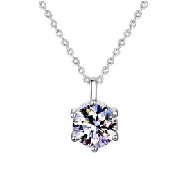 PlumRiver Women's Moissanite Necklace, Accessory, Jewelry, One Piece, Shine Approximately 2.5 Times Than Diamond, Chain, 925 Silver, Platinum Plated, Metal Allergy, Adult Women, Simple, Everyday Use