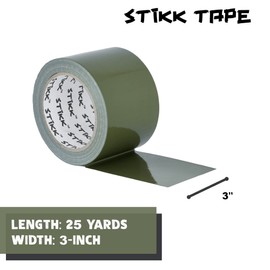 STIKK Duct Tape - Olive Drab Green Duck Tape - 3 inch x 25 Yards - Heavy Duty Tape for Repairs, Household Projects - for Commercial HVAC and Construction - Effective Heavy Duty Waterproof Duct Tape