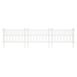 Suncast Grand View 14.5 x 24 Inch Resin Yard Garden Border Fence, White (3 Pack)
