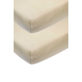 Meyco Baby Plain Fitted Sheets for Cot Bed (Flat Sheet with Soft Jersey Quality, Made of 100% Cotton, Perfect Fit thanks to All-Round Elastic, Breathable, Dimensions: 60 x 120 cm), Sand