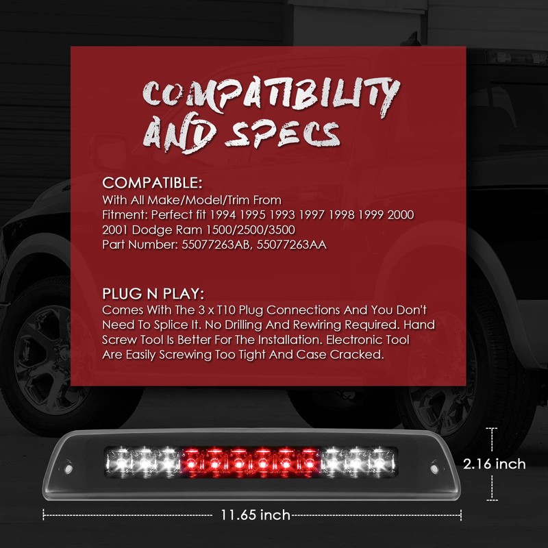 3rd Third Brake Light LED Compatible with 1994 1995 1996