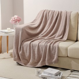 busy koala Soft Fluffy Knit Throw Blanket, Lightweight Fuzzy Cozy Blanket, Fuzzy Warm for Sofa Bed Home Decor Carry (Beige, 50"x60")
