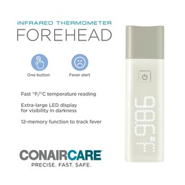 Conair Digital Thermometer for Adults and Kids, Forehead Thermometer, No Contact Infared Thermomter with Extra Large LED Display, Fast and Easy-To-Read Results
