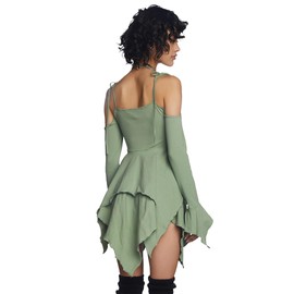 Dolls Kill F is for Fairies Handkerchief Dress by Current Mood - Off-Shoulder, Custom Fit Dress, Perfect for Fairycore Fashion - Green, Small