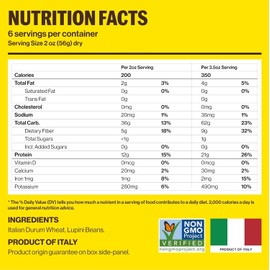 Brami Pasta | Made with Semolina Wheat & Lupini Beans | High Protein & Fiber, Low Carb Healthy Pasta |Curly Mac 12 oz Pack of 3