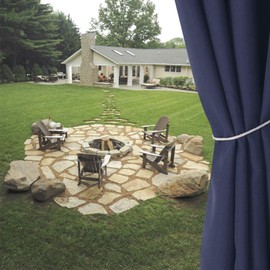 LORDTEX Linen Look Indoor/Outdoor Curtains, 52" W x 108" L, Indigo, Set of 2 Panels Waterproof, Privacy, Sun Blocking Textured Grommet Curtains for Patio, Pergola, Porch, Deck, Lanai, and Cabana