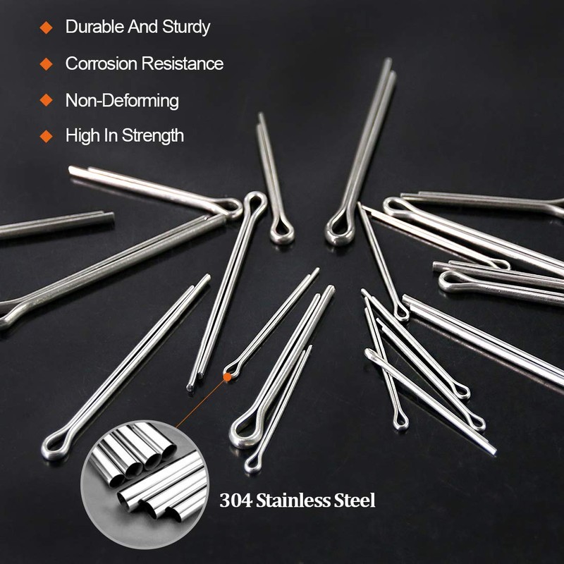 Rustark 110Pcs 6 Sizes 304 Stainless Steel Cotter Pin Clip