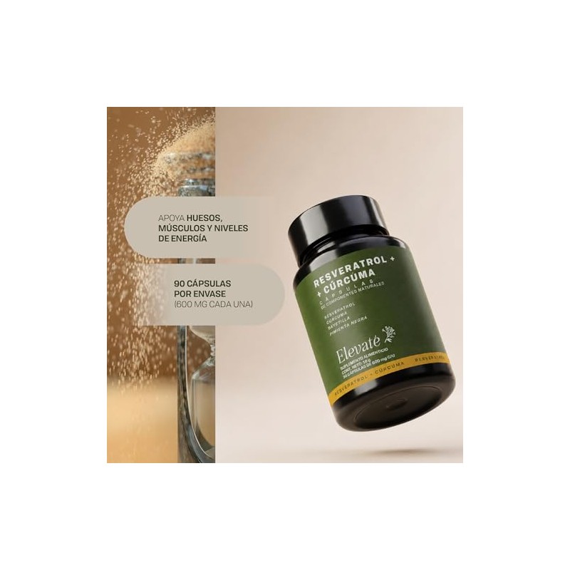Resveratrol Cúrcuma Cápsulas 600 Suplemento Bienestar Vitalidad Días Uso
