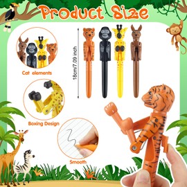 Sayglossy 12 Pcs Funny Boxing Pen Novelty Animal Boxing Ballpoint Pens Blue Ink Gift for Christmas Cute Ballpoint Pen for Chirstmas Stocking Stuffers(Tiger)