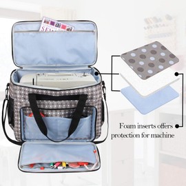 Teamoy Sewing Machine Bag, Sewing Machine Transport and Storage Bag for Travel, Travel Bag for Sewing Machine and Other Accessories, Grey Dots