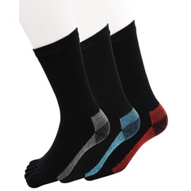 GREAT STONE Men's Five Toe Socks, Set of 6, 5 Toe Socks, Tough, Durable, Double Sole, Silk Back, Thick, For Work, Sweat Absorbent, Quick Drying, 9.8 - 10.6 inches (25 - 27 cm), Color Mix