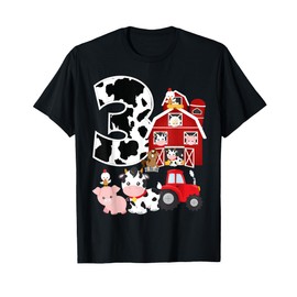 Farm Barnyard Theme Pig Cow Horse 3rd Birthday 3 Yrs Old T-Shirt
