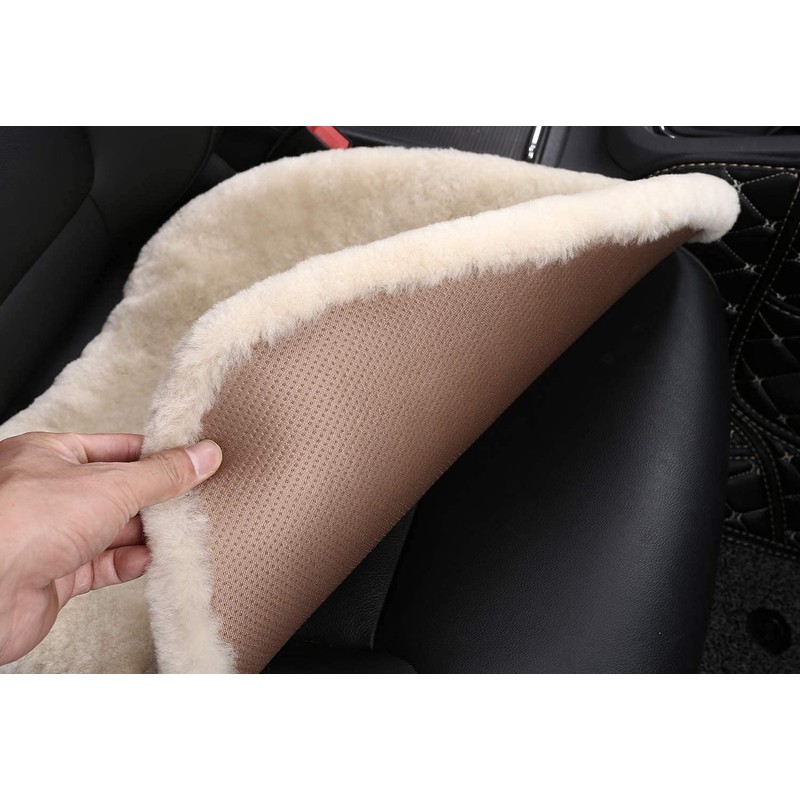 OGLAND Fluffy Fuzzy Sheepskin Car Seat Covers for Universal Soft