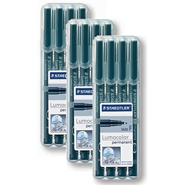 3 Boxes Staedtler 318-9WP4HZ Lumocolor Permanent F Foil Pen Black 2 x 4 Pieces in Standing Staedtler Box (3)