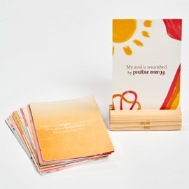 Dear Me Happiness Affirmation Cards – Uniquely Designed Mindfulness Deck with Wooden Stand – Positive Daily Affirmations for Joy, Optimism & Gratitude – Self Care Gift for Women & Men