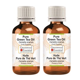 Greenwood Essential Natural Pure Green Tea Oil (Camellia Sinensis) Natural Pure Therapeutic Quality Cold Pressed (Pack of Two) 100 ml x 2 (6.76 oz)