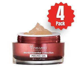 Vine Vera Merlot Peeling Gel - Face Scrub Peel to Gently Exfoliate Skin - Vine Vera Products for All Skin Types - Resveratrol Skin Care Products from the Vine Vera Collection - (Pack of 4) 50 Ml / 1.69 Fl Oz.