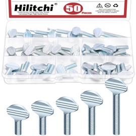 Hilitchi 50Pcs 5Sizes 1/4''-20 Thumb Screws Thumb Screws Kit Carbon Steel Finger Tight Screw Kit Fully Thread Thumb Screws for Equipment Assembly