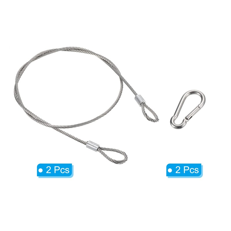 PATIKIL Stainless Steel Safety Cable 39"/100cm, 2Pcs 4mm Security Wire