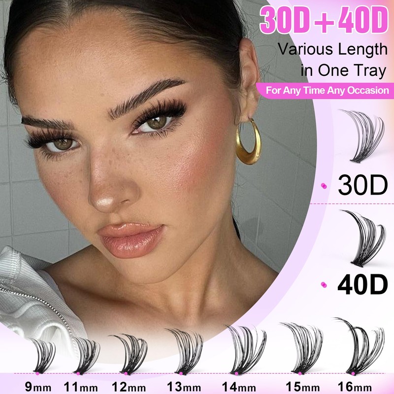 Pawotence Lash Clusters 280pcs Individual Lashes 30D 40D Cluster Eyelash