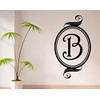 Swirl Frame Monogram - B Wall Decals Stickers, Black, 15"