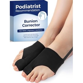 Hallux Valgus Bandage, Weich Silikon Gel Pad entzündeten Fußballen Fuß Zwei Zehenspreizer Separator Corrector 1 Paar（schwarz）-L, 2PACK