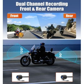 CAMECHO Motorcycle Dash Cam Front and Rear, Night Vision Dash Camera with 32GB Card, Dual Motorbike Camera, DashCam with Full Body Waterproof, G-Sensor, 3" Display, Loop Recording, Driving Recorder