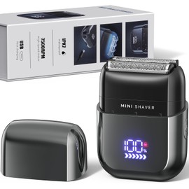 Telfun Mini Electric Foil Shavers for Men, Portable Men's Travel Facial Hair Groomer, USB-C Electric Beard Shaver with Full Body Waterproof & Big LED Display, Close Face Shaver for Head, Beard, & Neck