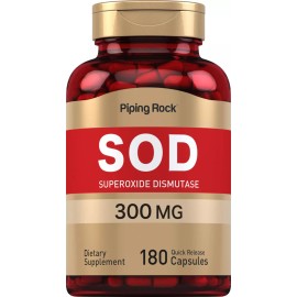 Piping Rock SOD Superoxide Dismutase | 300 mg | 180 Capsules | Non-GMO | by Piping Rock