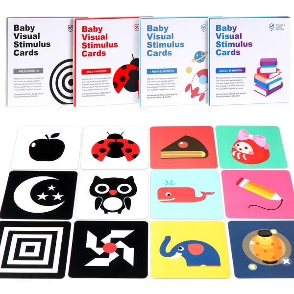 Oderra Baby Toy for 0 3 12 36 Months Flash Card for Babies with High Contrast, Black and White Baby Card for Newborn, Visual Stimulation Cards Educational Games Learn Colours