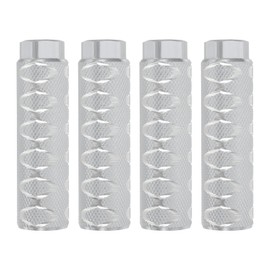 PATIKIL Bike Pegs Fit 3/8 Inch Axles, 4 Pack Aluminum Alloy Anti-Skid Lead Foot Bicycle Peg Back Seat Stands with Circle for BMX Mountain Dirt Bike Cycling Rear Stunt Pegs, Silver