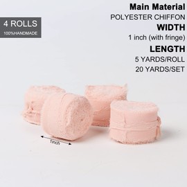 4 rollos de cinta de seda de gasa de color rosa claro hecho a mano de 1 pulgada x 5 yardas (4 rollos de 20 yardas) para invitaciones de boda, ramos de novia, envoltura de regalos, manualidades de bricolaje. (1 pulgada, rosa claro)