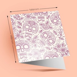 1 x Greeting Card Day of the Dead Skull Flowers Mexican - Blank Birthday Celebration Anniversary #44853