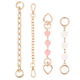 4pcs Bag Extender Chains, Metal Camellia Heart Purse Strap Extender Exquisite Wallet Extender Chain Purse Chain Strap Replacement Accessories for DIY Shoulder Bag Purse Handbag
