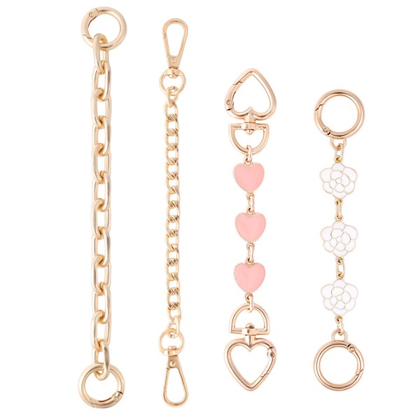 4pcs Bag Extender Chains, Metal Camellia Heart Purse Strap Extender