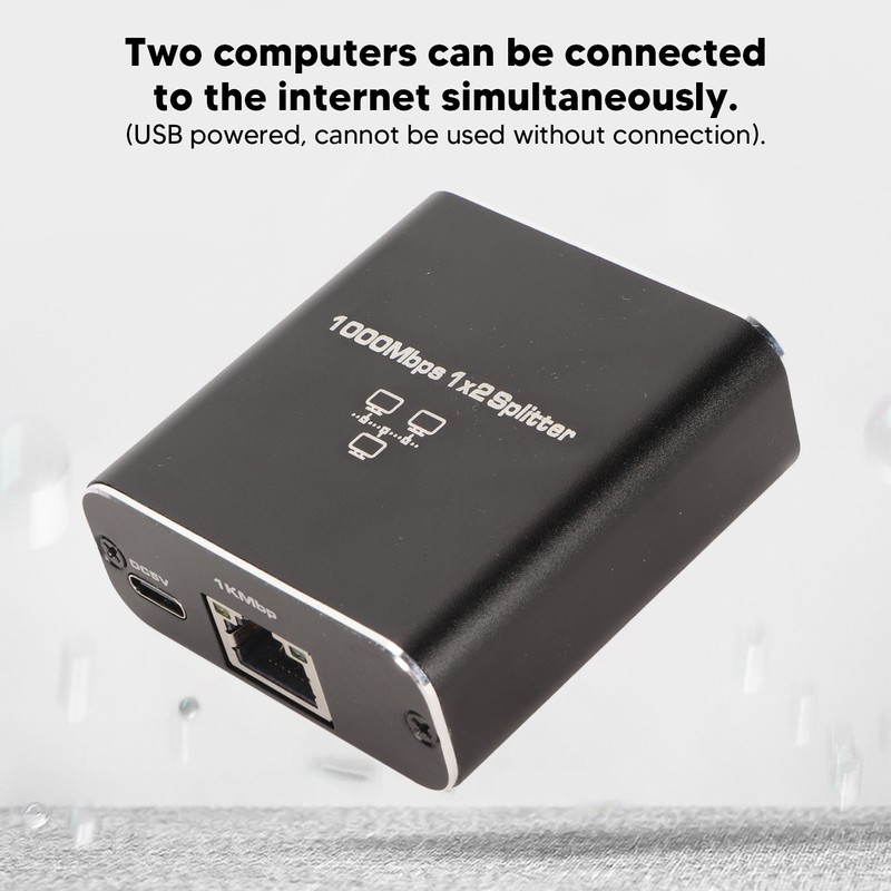 Ethernet Splitter RJ45 Network Port 1 to 2 Port Aluminum