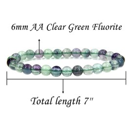 Natural AA Clear Green Fluorite Gemstone 6mm Round Beads Stretch Bracelet 7" Unisex