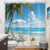 Riyidecor Blue Ocean Beach Theme Shower Curtain 72Wx72H Inch Summer