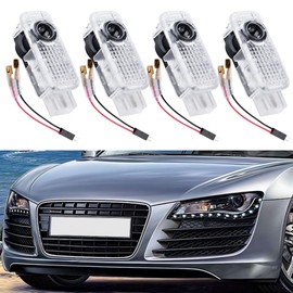 Car Door Light Logo Door Projectors Pack of 4, LED Projector for A1/A3/A4/A5/A6/A7/A8/Q2/Q3/Q5/Q7/Q8/TT/R8 Door Lighting Entry Lighting Accessories