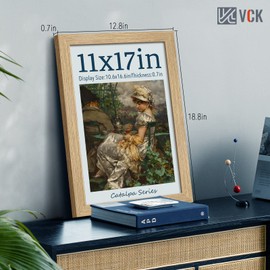 VCK 11x17 Poster Frame Set of 3 - Beige Oak, Natural Solid Wood Wall Gallery Picture Frame