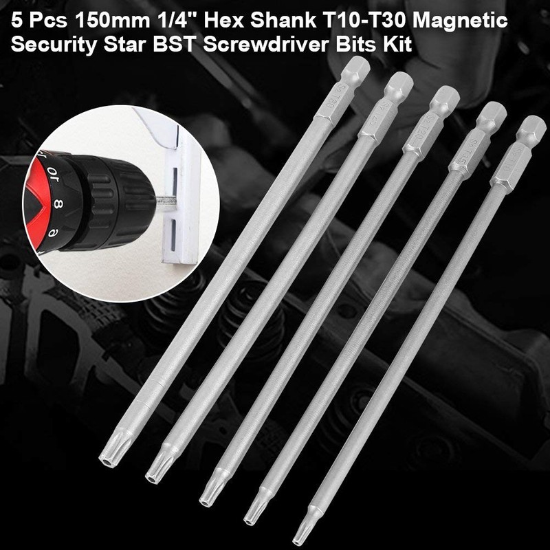 Torx Bit Set Long, 15pcsT10-T30 Magnetic Star Torx Screwdriver Bits,