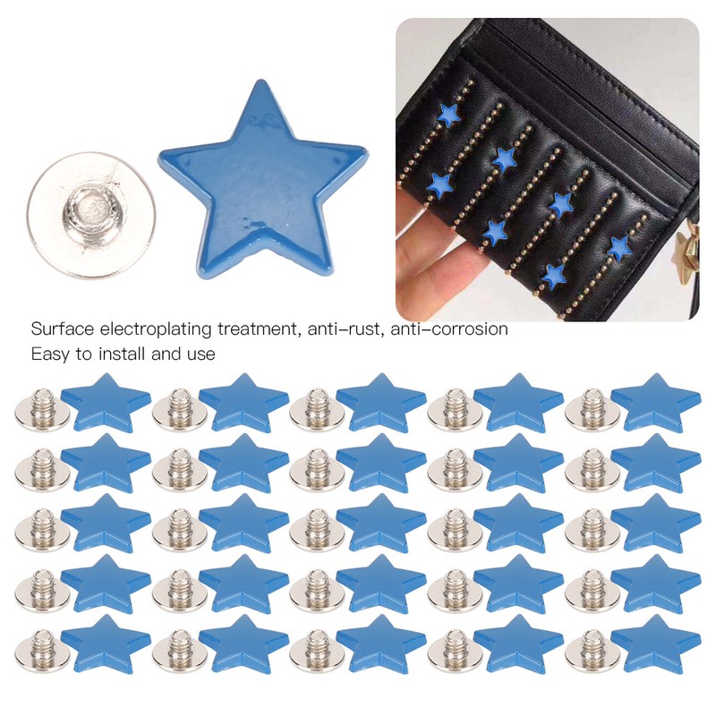 50 Sets Star Shape Rivet Screw Anti‑Rust Clothes Decoration Accessories